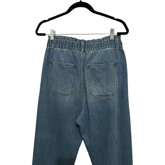 American Eagle Light Wash Wide Leg Jeans Size 10 Y2K NWT Cinched Ruffle Waist - Picture 7 of 15